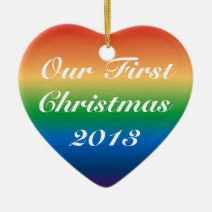 Gay Marriage First Christmas AS MARRIED COUPLE Ceramic Ornament