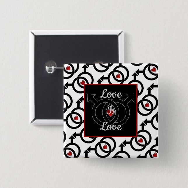 Gay Marriage Love Is Love Square Button (Front & Back)