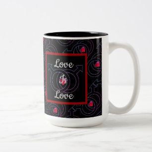 Gay Marriage Personalized Love Is Love Black Mug