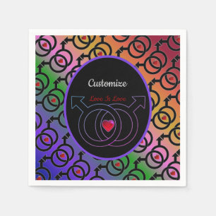 Gay Marriage Personalized Rainbow Paper Napkins