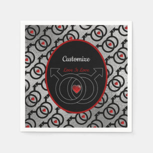 Gay Marriage Personalized Silver Paper Napkins