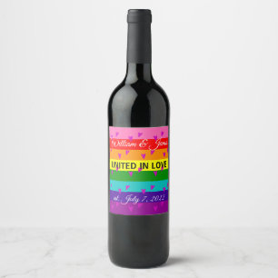 Gay Marriage Rainbow Flag Original 8 Stripes LGBT Wine Label
