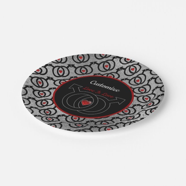 Gay Marriage Silver Paper Plates (Angled)