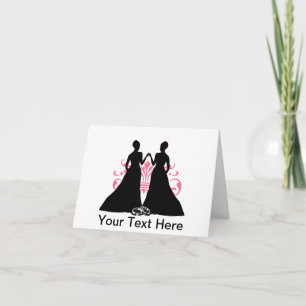 Gay Marriage Two Brides Pink Card