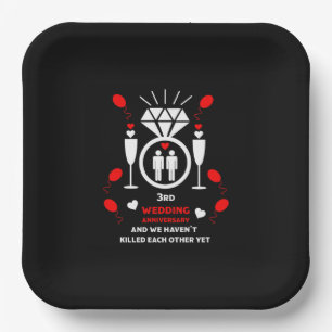 Gay Men 3rd Wedding Anniversary   Paper Plate
