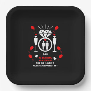 Gay Men 4th Wedding Anniversary   Paper Plate