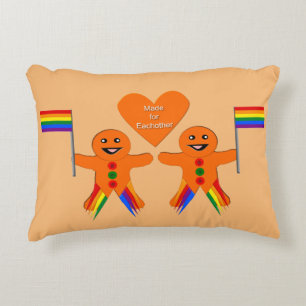 Gay Men Christmas Gingerbread Couple Accent Pillow
