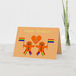 Gay Men Christmas Gingerbread Couple Custom Foil Greeting Card