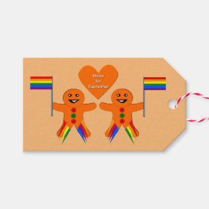 Gay Men Christmas Gingerbread Couple Custom Gift Tags