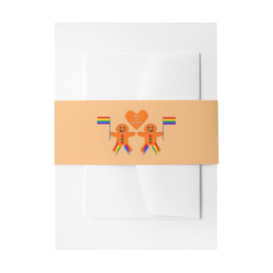 Gay Men Christmas Gingerbread Couple Invitation Belly Band