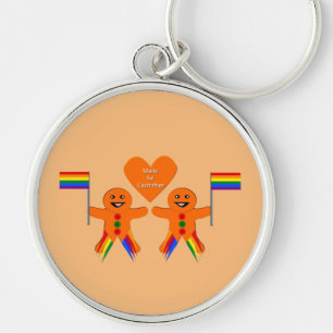 Gay Men Christmas Gingerbread Couple Keychain