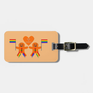 Gay Men Christmas Gingerbread Couple Luggage Tag