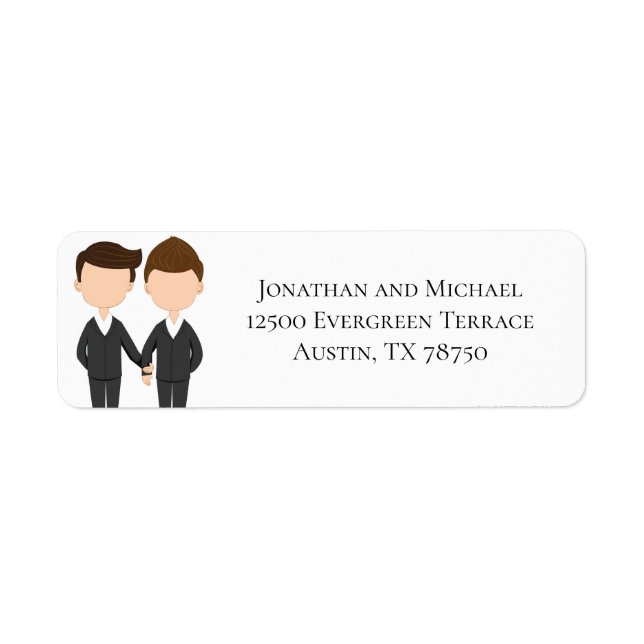 Gay Men Couple Mariage Tux Adresse de retour (Devant)
