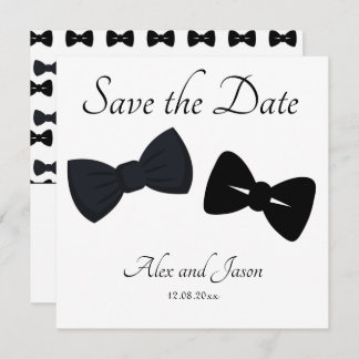 Gay men Modern Black White Save the Date Wedding