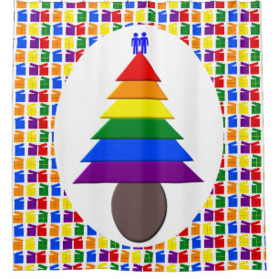 Gay Men Rainbow Christmas Tree and Presents