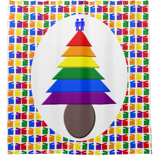 Gay Men Rainbow Christmas Tree and Presents (Front)