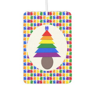 Gay Men Rainbow Christmas Tree and Presents Air Freshener