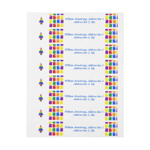 Gay Men Rainbow Christmas Tree and Presents Custom Wraparound Address Label