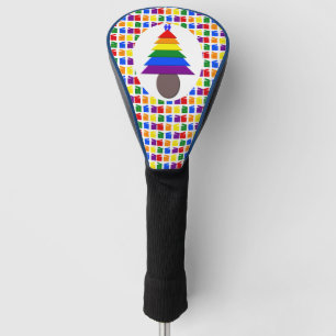 Gay Men Rainbow Christmas Tree and Presents Golf Head Cover