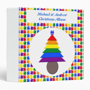 Gay Men Rainbow Christmas Tree and Presents Photo Binder