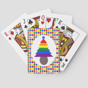 Gay Men Rainbow Christmas Tree and Presents Playing Cards