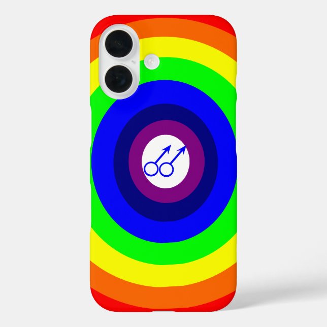Gay Men Round Rainbow Case-Mate iPhone Case (Back)