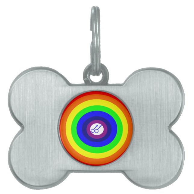 Gay Men Round Rainbow Pet Tag (Front)