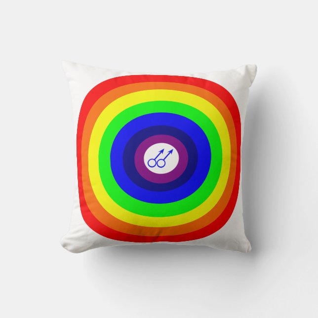 Gay Men Round Rainbow Pillow (Front)