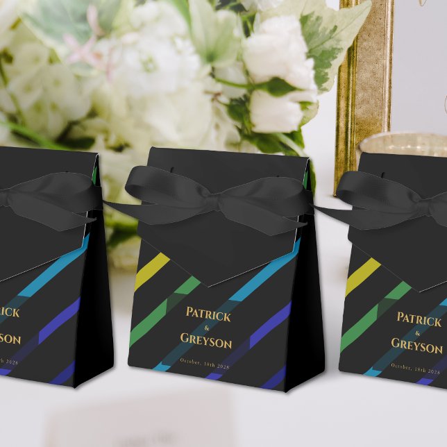Gay Men Wedding Elegant Rainbow Favour Boxes (Creator Uploaded)