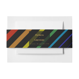 Gay Men Wedding Elegant Rainbow Invitation Belly Band