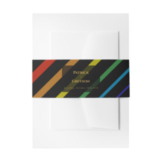 Gay Men Wedding Elegant Rainbow Invitation Belly Band
