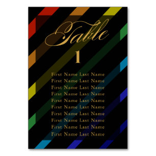 Gay Men Wedding Elegant Rainbow Name Table Number