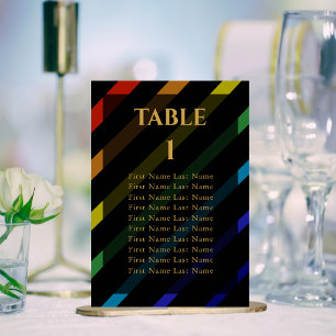 Gay Men Wedding Elegant Rainbow Name Table Number