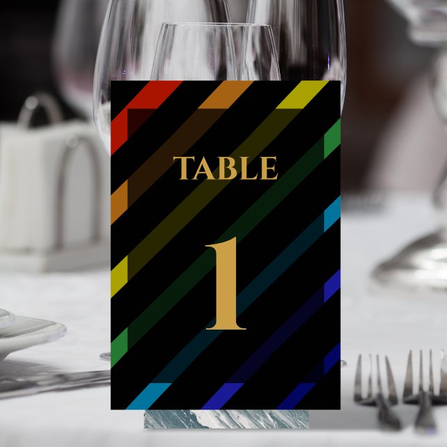 Gay Men Wedding Elegant Rainbow Table Number (Creator Uploaded)