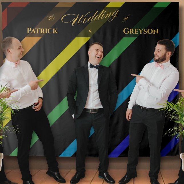 Gay Men Wedding Elegant Rainbow Tapestry (Creator Uploaded)