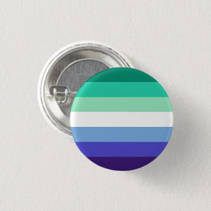 Gay Mens Pride Flag (Azure & Blue) 1 Inch Round Button