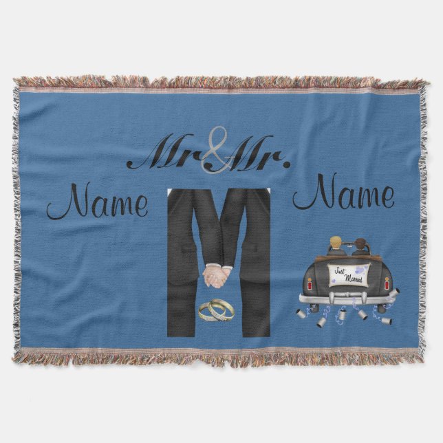 Gay Men's Wedding GIft Blanket Throw Custom (Front)