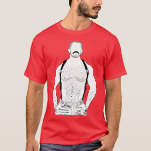Gay muscle bear with suspenders T-Shirt