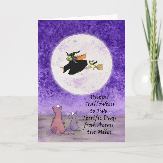 Gay My 2 Dads Halloween Humour Across Miles     Card (Front)