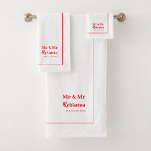 Gay Newlyweds Mr & Mr Personalized Large Bath Towel Set