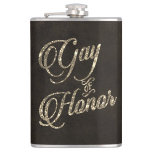 Gay of Honour Bar   Bridal Party Keepsake Gold Hip Flask