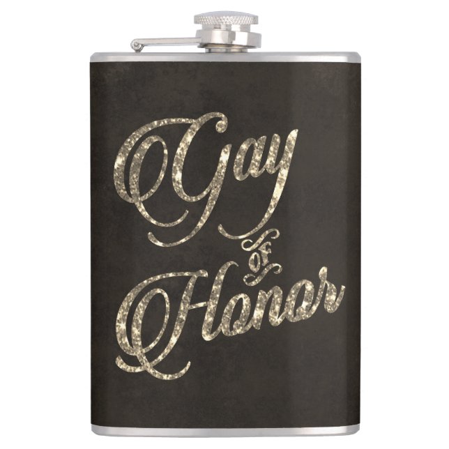 Gay of Honour Bar | Bridal Party Keepsake Gold Hip Flask (Front)