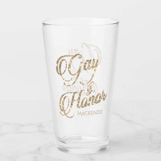 Gay of Honour | Gold Bridal Party Custom Keepsake Glass (Front)