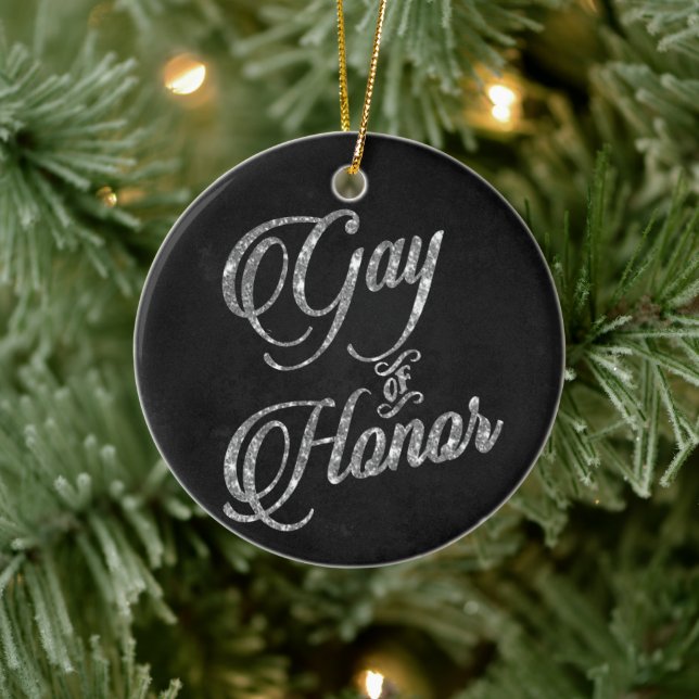 Gay of Honour | Silver Bridal Party Custom Keepsak Ceramic Ornament (Tree)