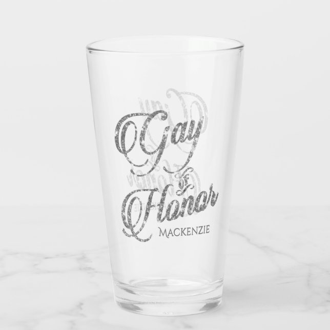 Gay of Honour | Silver Bridal Party Custom Keepsak Glass (Back)