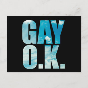 Gay OK Funny Hipster Cloud Text Postcard