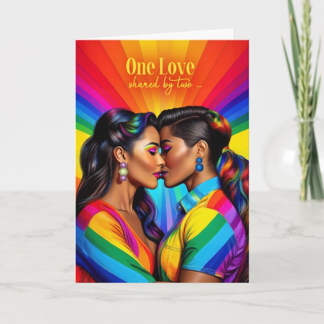 Gay Partner Lesbian Anny Rainbow Latin American Card (Front)