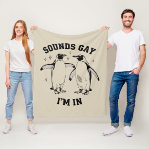 Gay Penguin Sounds Gay I'm In Vintage Queer Lgbtq  Fleece Blanket