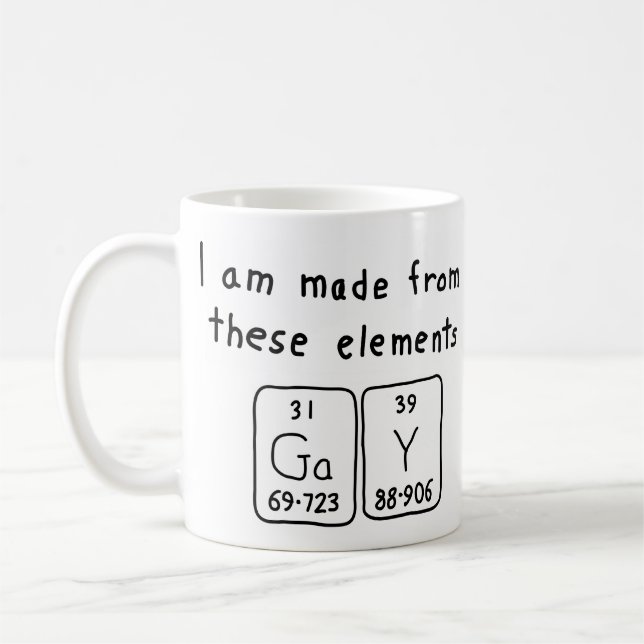 Gay periodic table name mug (Left)