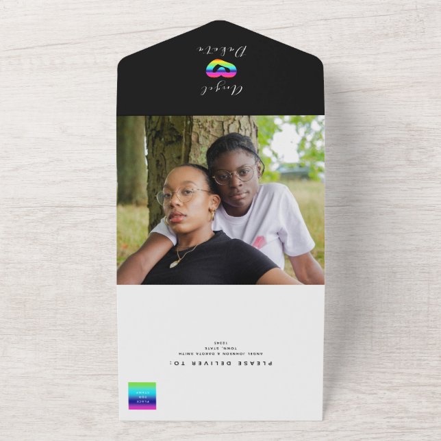 Gay Photo Wedding All In One Invitation (Outside)